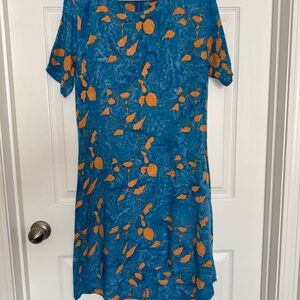 Go Fish Floral Blue and Orange Dress